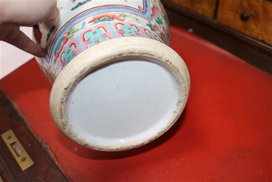 A pair of 19th century Chinese famille rose vases 35.5cm (a.f.)